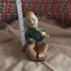 Vintage Hand-Painted Porcelain Figurine - Green Jacket, Peach Pants